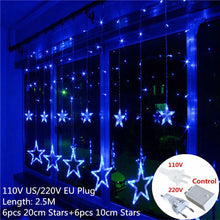 Cargar imagen en el visor de la galería, 220v /110v star LED Curtain String Lights Fairy Garland decoration
