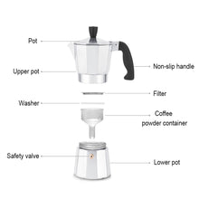 Load image into Gallery viewer, Aluminum Coffee Maker Durable Mocha Espresso Percolator Pot  150/300/450/600ml Stovetop Household Coffee Maker
