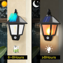 Cargar imagen en el visor de la galería, Solar Lights Solar Flame Flickering Dancing Wall Lamp Outdoor Waterproof Led Solar Landscape Decoration Lighting Security Light
