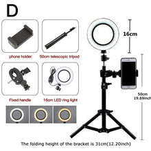 Cargar imagen en el visor de la galería, Photography Youtube LED Selfie Cold Warm Lighting Dimmable LED Ring Light Phone Video Light Lamp With Tripod Ring Fill Light
