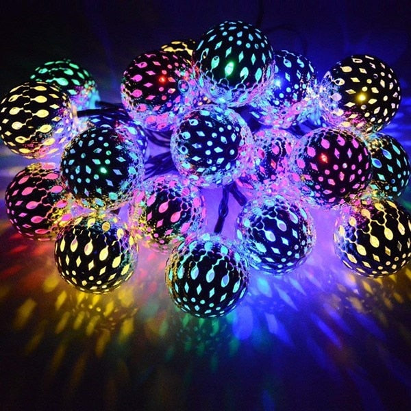 2 mode 5m 20leds solar hollow ball decoration, christmas strings lights, holiday lighting