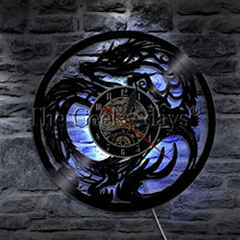 Cargar imagen en el visor de la galería, Dragon LED Lighting Wall Art Martial Art Dragon Wall Light with Clock Vinyl Light
