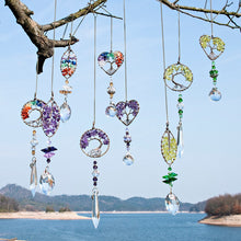 Cargar imagen en el visor de la galería, H&amp;D Natural Stones Tree of Life Sun Catcher Healing Crystals Drop Pendant Rainbow Maker Collection Decor for Home
