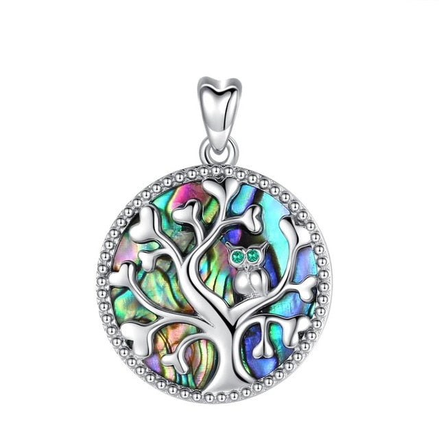 925 Sterling Silver Tree of life Pendant Necklace Mother of Pearl wise owl Pendants fine Jewelry for women