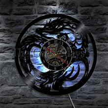 Cargar imagen en el visor de la galería, Dragon LED Lighting Wall Art Martial Art Dragon Wall Light with Clock Vinyl Light
