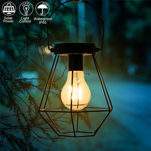 Cargar imagen en el visor de la galería, New 2Pcs Wrought Iron Retro Solar Lantern Hanging Light LED Yard Outdoor Patio Garden Lamp
