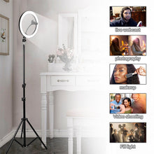 Load image into Gallery viewer, Photography Youtube LED Selfie Cold Warm Lighting Dimmable LED Ring Light Phone Video Light Lamp With Tripod Ring Fill Light
