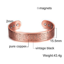 Cargar imagen en el visor de la galería, Magnetic Pure Copper Bracelets Men Women Vintage Adjustable Wide Bracelets Bangles Health Energy Bracelet
