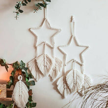 Load image into Gallery viewer, Macrame Star Wall Hanging Woven for Room Cotton Handmade Wall Star Bohemian Chic Tassel
