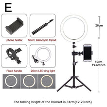 Cargar imagen en el visor de la galería, Photography Youtube LED Selfie Cold Warm Lighting Dimmable LED Ring Light Phone Video Light Lamp With Tripod Ring Fill Light
