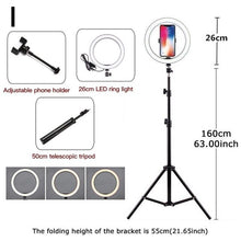 Cargar imagen en el visor de la galería, Photography Youtube LED Selfie Cold Warm Lighting Dimmable LED Ring Light Phone Video Light Lamp With Tripod Ring Fill Light
