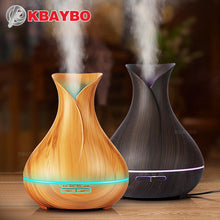 Cargar imagen en el visor de la galería, Aroma Essential Oil Diffuser Ultrasonic Air Humidifier with Wood Grain 7 Color Changing LED Lights for Office Home 400ml
