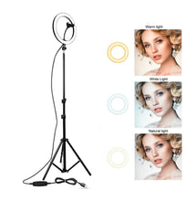 Load image into Gallery viewer, Photography Youtube LED Selfie Cold Warm Lighting Dimmable LED Ring Light Phone Video Light Lamp With Tripod Ring Fill Light
