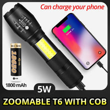 Cargar imagen en el visor de la galería, SHENYU Powerful Rechargeable Mini LED Flashlight USB Direct Charge Powerbank Cree T6 Torch Tactical 18650 Lantern Hiking Camping
