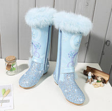 Cargar imagen en el visor de la galería, Frozen Princess Boots New Winter Girls Boots Children&#39;s Knee Boots Girls Pink Blue
