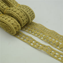 Cargar imagen en el visor de la galería, 10 Yard Gold Embroidered  gold braid lace trimming ribbon Trim For craft sew  Wedding Applique DIY wide 2cm
