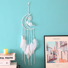 Cargar imagen en el visor de la galería, Moon Feather Dream Catcher Exquisite Handmade Moon Car Pendant Bedroom Dormitory Home Decoration dreamcatcher children room new
