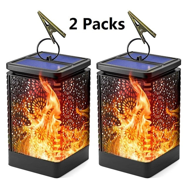 Dancing Solar Flame Lanterns 1 or 2 Pack Outdoor Garden Waterproof Landscape Lights