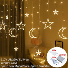 Cargar imagen en el visor de la galería, 220v /110v star LED Curtain String Lights Fairy Garland decoration
