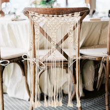 Cargar imagen en el visor de la galería, OurWarm Rustic Wedding Chair Back Macrame Wall Hanging Chair Back Cover Cloth Sashes Wedding Party Decoration
