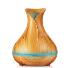 Cargar imagen en el visor de la galería, Aroma Essential Oil Diffuser Ultrasonic Air Humidifier with Wood Grain 7 Color Changing LED Lights for Office Home 400ml
