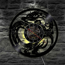 Cargar imagen en el visor de la galería, Dragon LED Lighting Wall Art Martial Art Dragon Wall Light with Clock Vinyl Light
