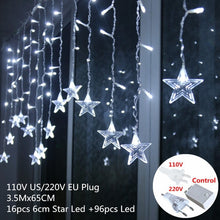 Cargar imagen en el visor de la galería, 220v /110v star LED Curtain String Lights Fairy Garland decoration
