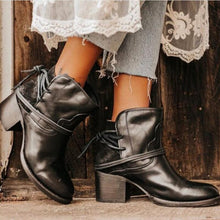 Load image into Gallery viewer, Ankle Boots Plus Retro Block Heel Buckle Strap Short boots woman shoes
