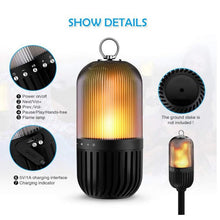 Load image into Gallery viewer, LED Flame Lamp Portable Speakers Light Bluetooth Party Light Stereo Flickering Night Light Outdoor Camping Stereo Speaker
