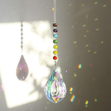 Load image into Gallery viewer, H&amp;D Chakra Crystal Suncatcher with 76mm AB Gourd Prism Drops Rainbow Maker Chain Hanging Window Ornament Home Garden Decor
