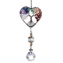 Cargar imagen en el visor de la galería, H&amp;D Natural Stones Tree of Life Sun Catcher Healing Crystals Drop Pendant Rainbow Maker Collection Decor for Home
