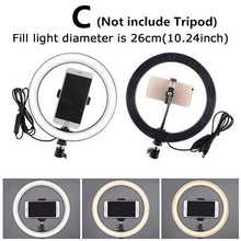 Cargar imagen en el visor de la galería, Photography Youtube LED Selfie Cold Warm Lighting Dimmable LED Ring Light Phone Video Light Lamp With Tripod Ring Fill Light
