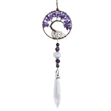 Cargar imagen en el visor de la galería, H&amp;D Natural Stones Tree of Life Sun Catcher Healing Crystals Drop Pendant Rainbow Maker Collection Decor for Home
