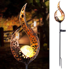 Load image into Gallery viewer, Solar Flame Light Solar Powered Metal LED Exterior Garden Light Outdoor Flame Effect Feature Lawn Ornament Solar Garden Lamp
