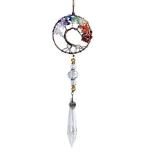 Cargar imagen en el visor de la galería, H&amp;D Natural Stones Tree of Life Sun Catcher Healing Crystals Drop Pendant Rainbow Maker Collection Decor for Home
