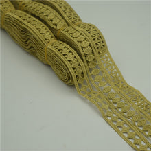 Cargar imagen en el visor de la galería, 10 Yard Gold Embroidered  gold braid lace trimming ribbon Trim For craft sew  Wedding Applique DIY wide 2cm
