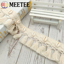 Cargar imagen en el visor de la galería, 4 Meters Meetee 6cm Beige Cotton Tassel Lace Trim Handmade Shell Decoration DIY Home textile Garment Sewing Materials Accessories
