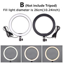 Load image into Gallery viewer, Photography Youtube LED Selfie Cold Warm Lighting Dimmable LED Ring Light Phone Video Light Lamp With Tripod Ring Fill Light
