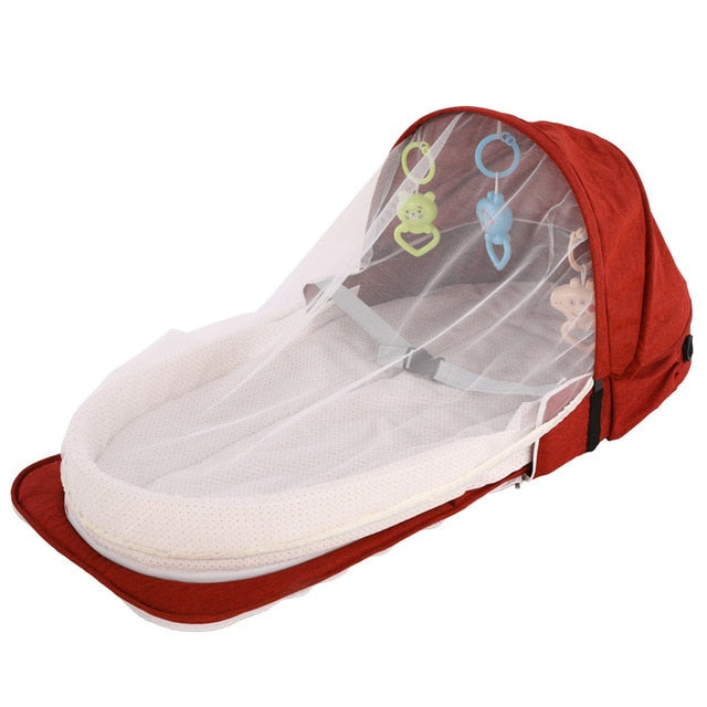 Portable Baby Bed Foldable Travel Mosquito Net Crib with Toys Breathable Multi-function Folding Baby Nest Toddler Sleeping Bed