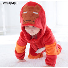 Cargar imagen en el visor de la galería, Iron Man Romper Onesie Baby/Toddler Cartoon Costume Cool Sleepwear Flannel Warm Winter Infant Play Suit
