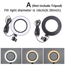 Cargar imagen en el visor de la galería, Photography Youtube LED Selfie Cold Warm Lighting Dimmable LED Ring Light Phone Video Light Lamp With Tripod Ring Fill Light
