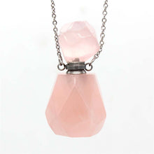 Cargar imagen en el visor de la galería, Natural Crystal Hexagonal Perfume Bottle Pendant Necklace  Fluorite Pendant Essential Oil Jar Chain Necklace
