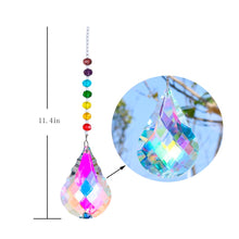 Load image into Gallery viewer, H&amp;D Chakra Crystal Suncatcher with 76mm AB Gourd Prism Drops Rainbow Maker Chain Hanging Window Ornament Home Garden Decor
