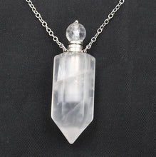 Cargar imagen en el visor de la galería, Natural Crystal Hexagonal Perfume Bottle Pendant Necklace  Fluorite Pendant Essential Oil Jar Chain Necklace
