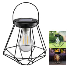 Cargar imagen en el visor de la galería, New 2Pcs Wrought Iron Retro Solar Lantern Hanging Light LED Yard Outdoor Patio Garden Lamp
