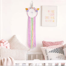 Load image into Gallery viewer, Feather Crafts Dream Catcher Unicorn Wind Chimes Handmade Dreamcatcher Net for Wall Hanging Car Home Decoration Birthday Gift
