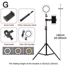 Cargar imagen en el visor de la galería, Photography Youtube LED Selfie Cold Warm Lighting Dimmable LED Ring Light Phone Video Light Lamp With Tripod Ring Fill Light
