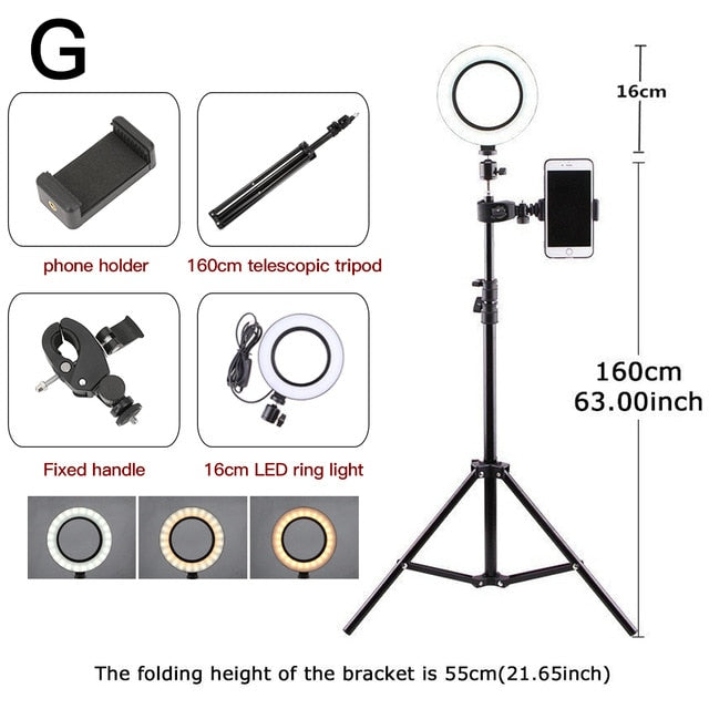 Photography Youtube LED Selfie Cold Warm Lighting Dimmable LED Ring Light Phone Video Light Lamp With Tripod Ring Fill Light