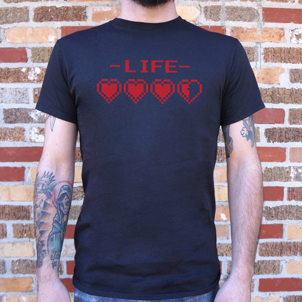 8-Bit Life Hearts T-Shirt (Mens)