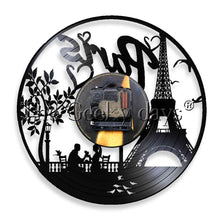 Cargar imagen en el visor de la galería, Paris Eiffel Tower LED Lighted Wall Clock Vinyl Paris Love 3D LED Wall Light
